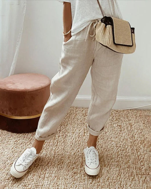 Lucy | Women's Lightweight Tailored Pants - Beige