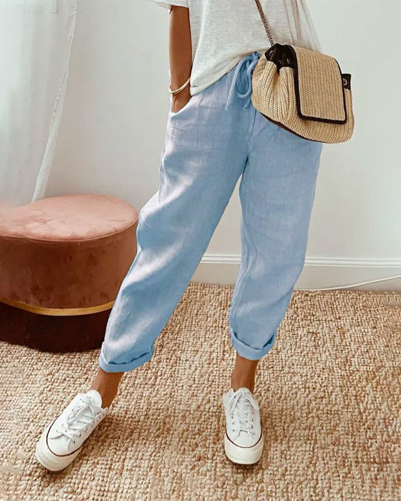 Lucy | Women's Lightweight Tailored Pants - Blue