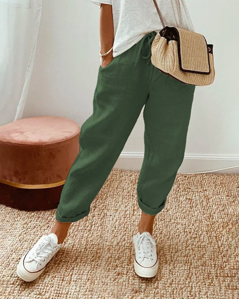 Lucy | Women's Lightweight Tailored Pants - Green