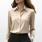 Heather | Women's Satin Shirt Blouse, Elegant Office Blouse | The Dress Cellar