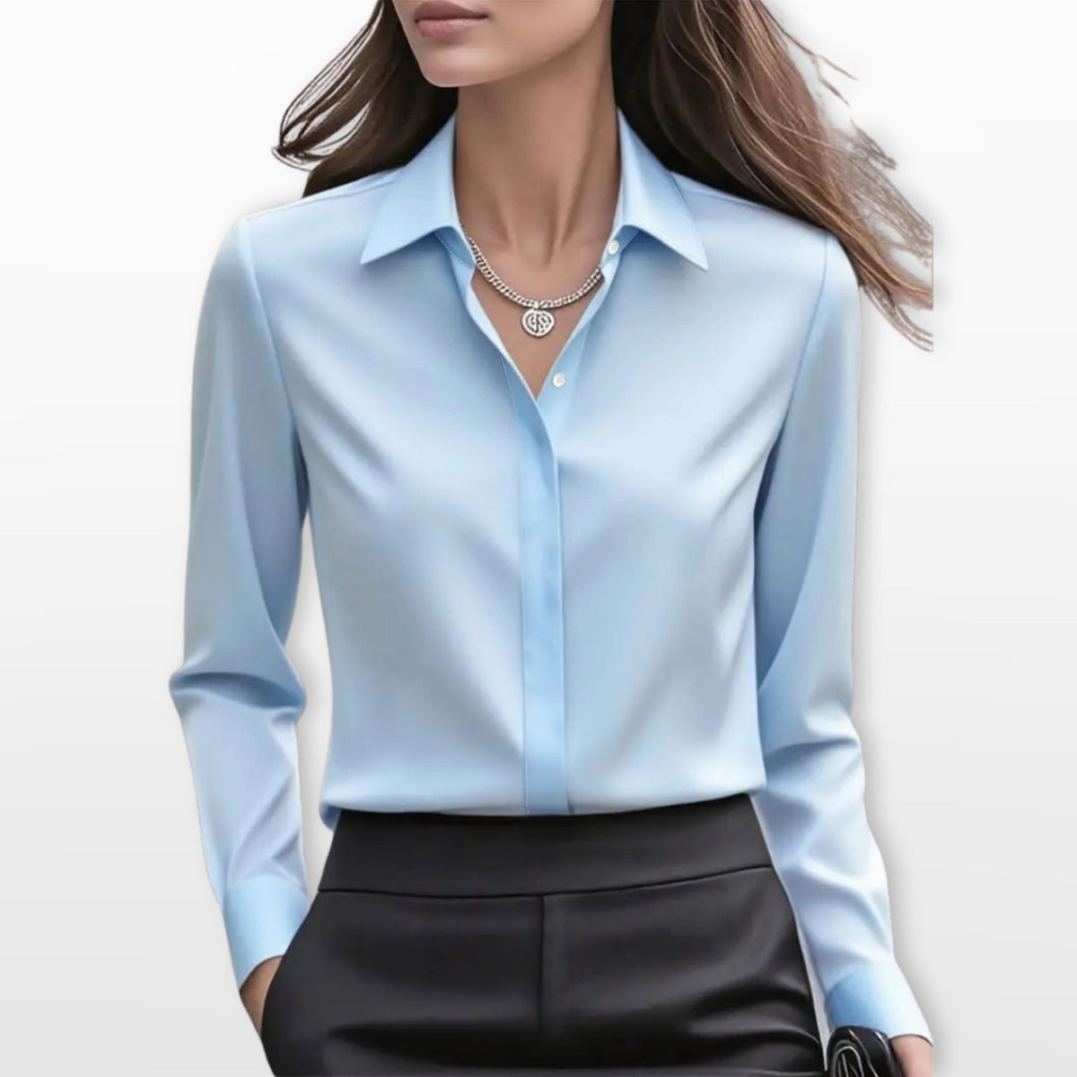 Heather | Women's Satin Shirt Blouse, Elegant Office Blouse | The Dress Cellar
