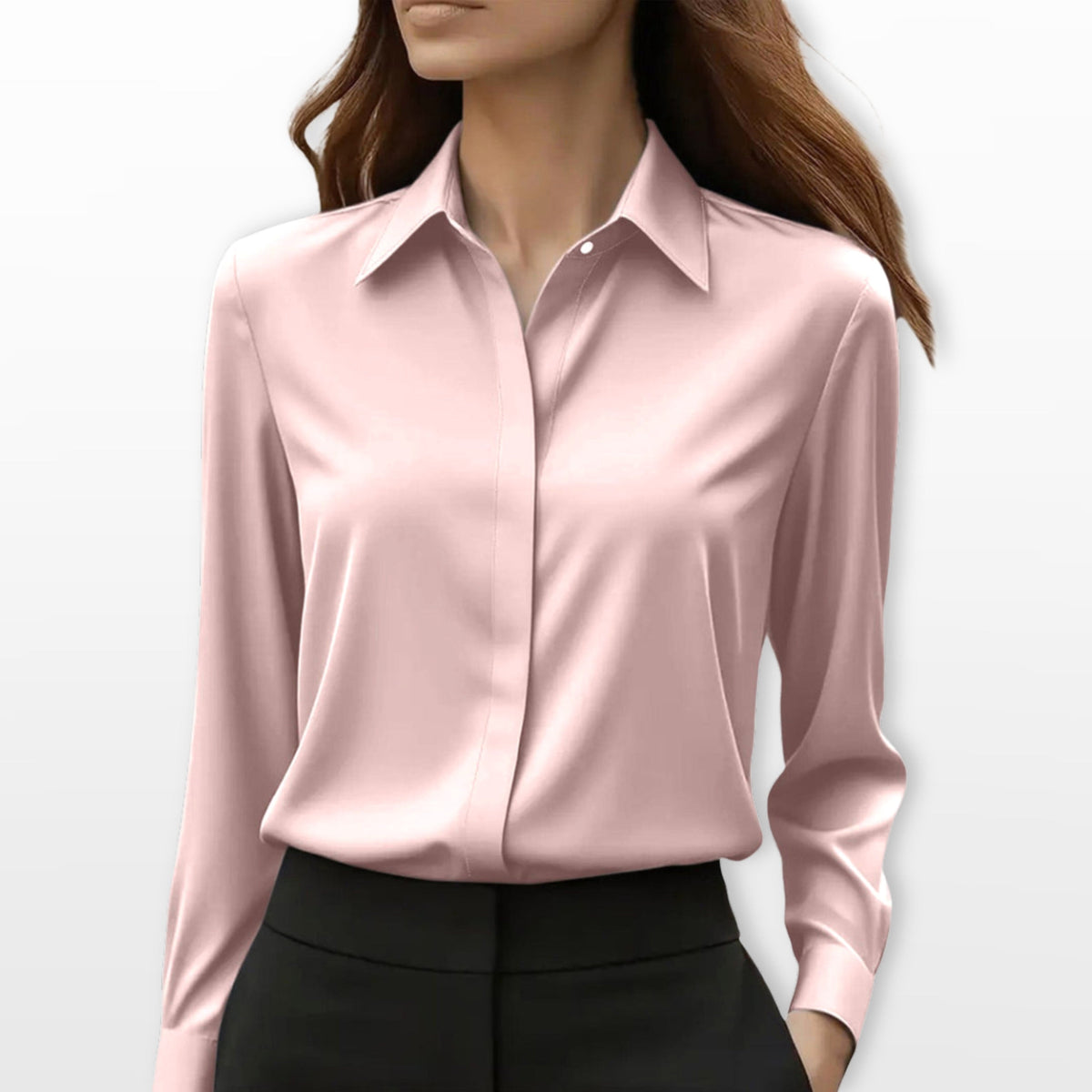 Heather | Women's Satin Shirt Blouse, Elegant Office Blouse | The Dress Cellar