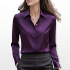 Heather | Women's Satin Shirt Blouse, Elegant Office Blouse | The Dress Cellar