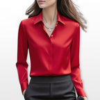 Heather | Women's Satin Shirt Blouse, Elegant Office Blouse | The Dress Cellar