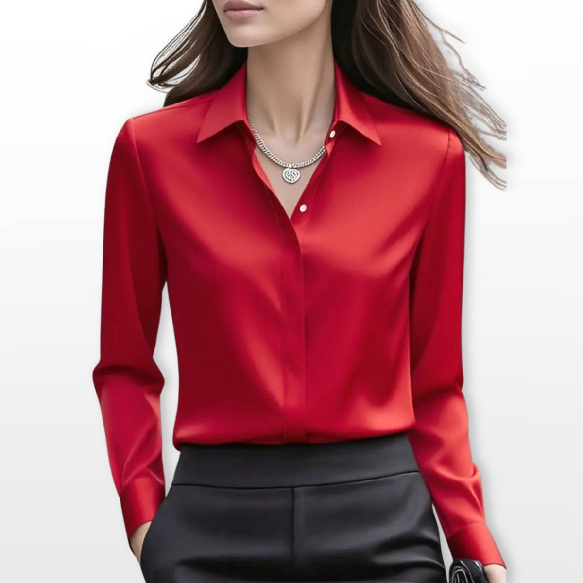 Heather | Women's Satin Shirt Blouse, Elegant Office Blouse | The Dress Cellar