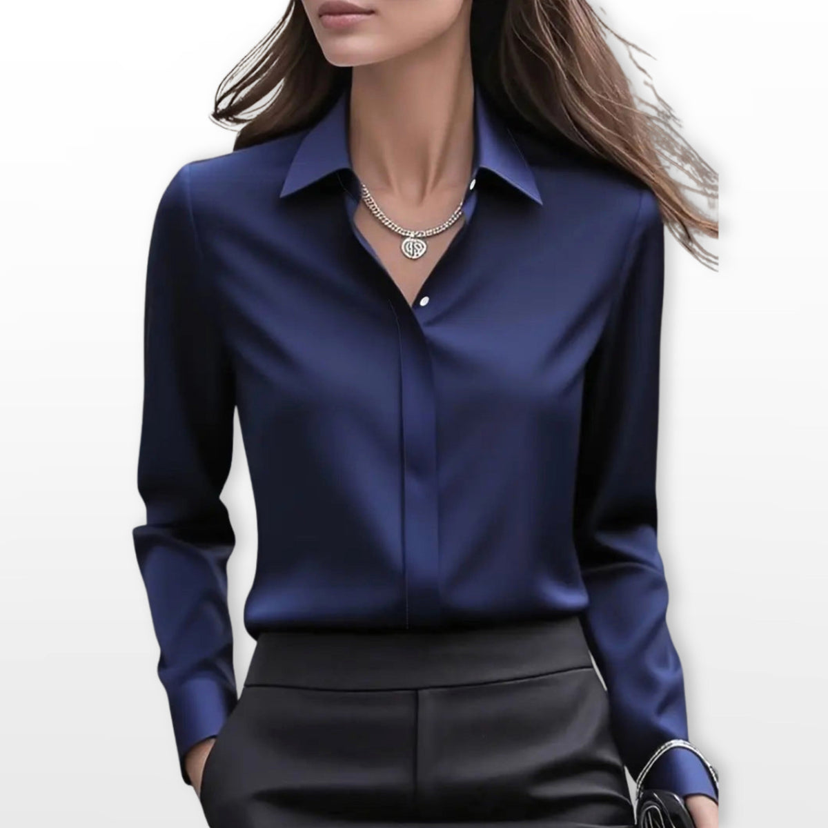 Heather | Women's Satin Shirt Blouse, Elegant Office Blouse | The Dress Cellar