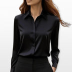 Heather | Women's Satin Shirt Blouse, Elegant Office Blouse | The Dress Cellar