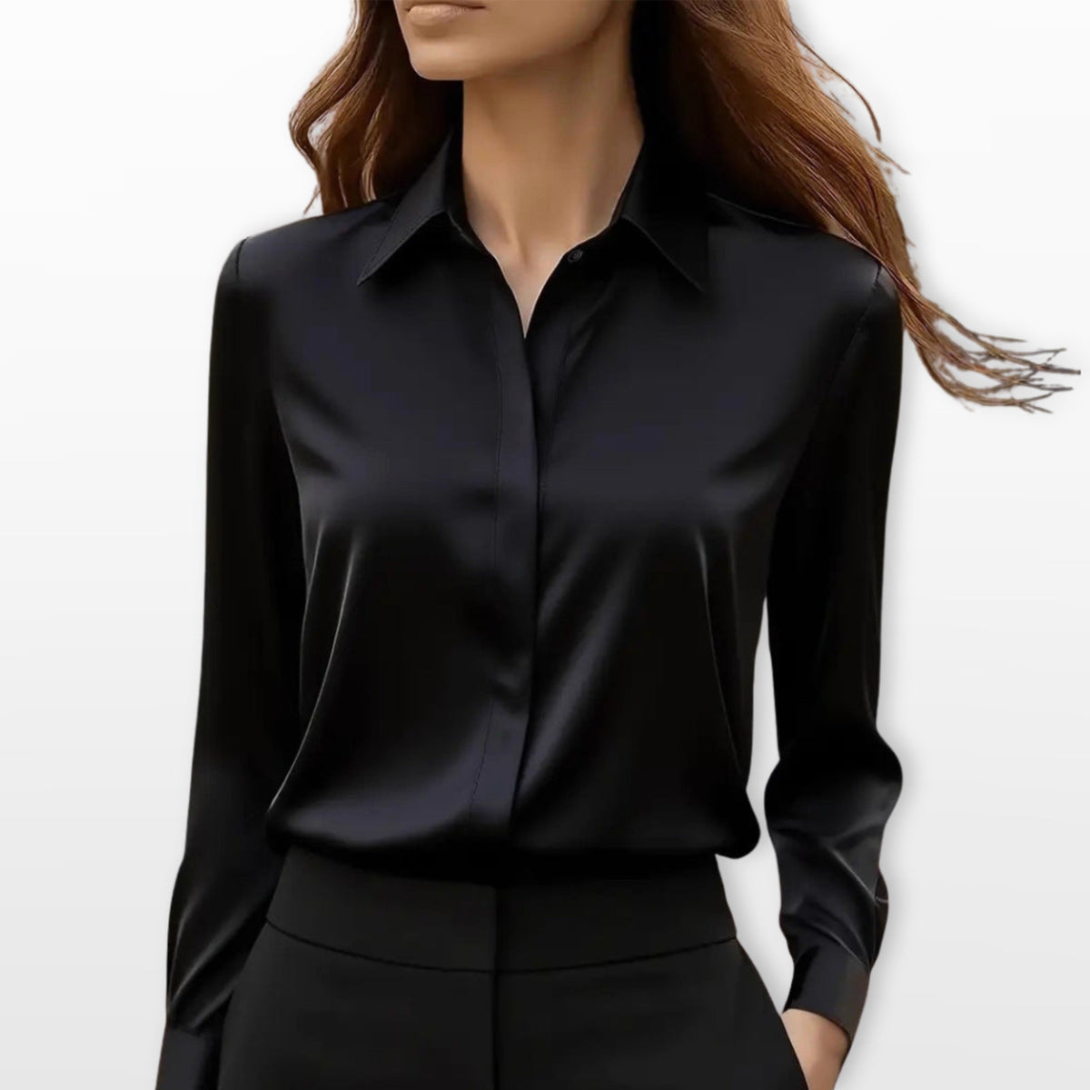 Heather | Women's Satin Shirt Blouse, Elegant Office Blouse | The Dress Cellar