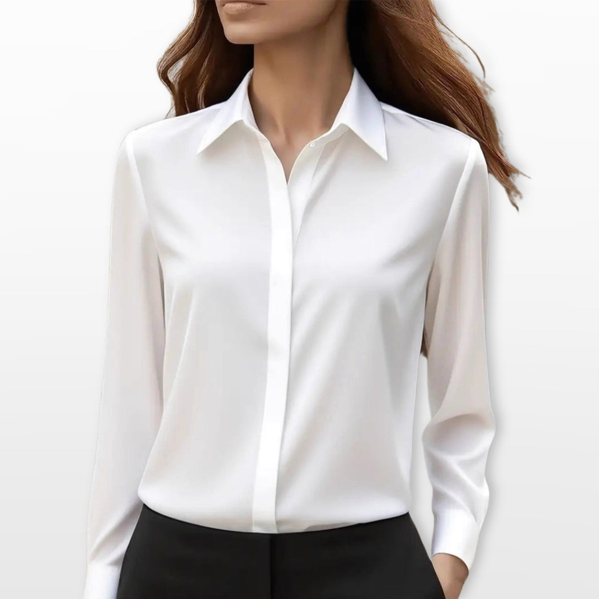 Heather | Women's Satin Shirt Blouse, Elegant Office Blouse | The Dress Cellar