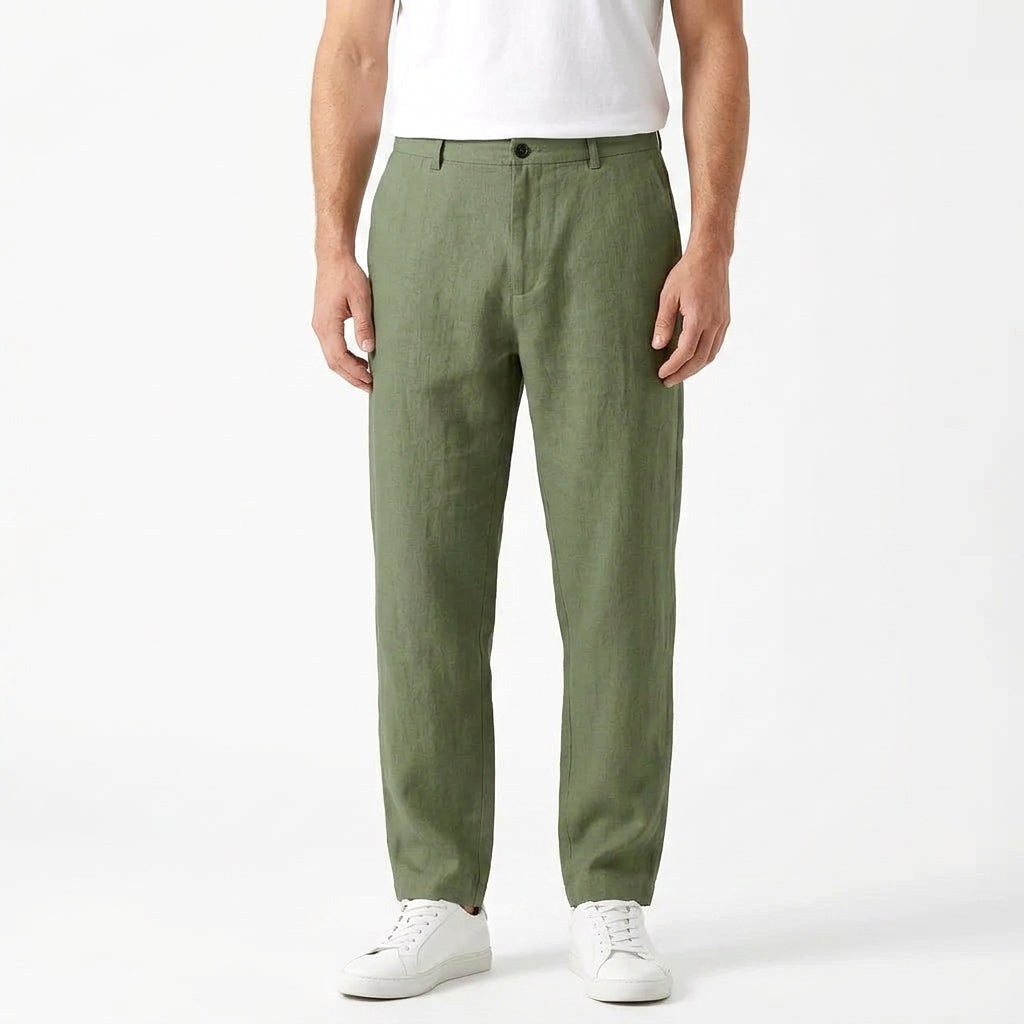 Lucas | Men's Linen Trousers, Loose Fit with Drawstring, Summer Trousers | The Dress Cellar