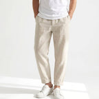 Lucas | Men's Linen Trousers, Loose Fit with Drawstring, Summer Trousers | The Dress Cellar