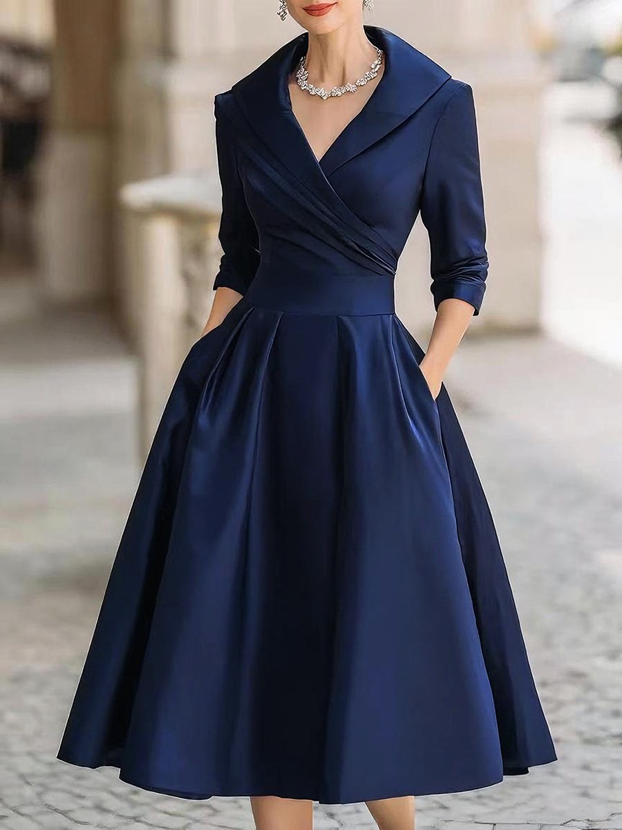 Luna | Women's Elegant Midi Dress - Blue
