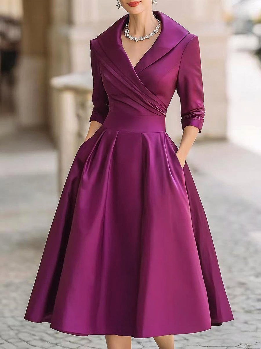 Luna | Women's Elegant Midi Dress - Purple