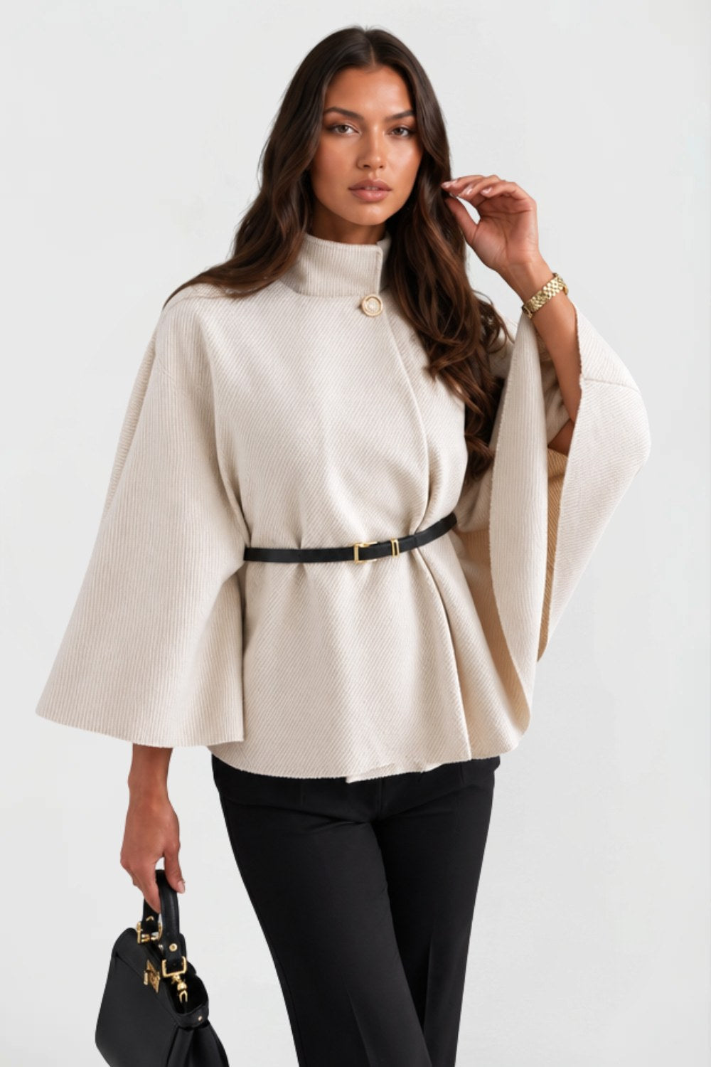 Andrea | Women's Oversized Wool Winter Coat, Cape Sleeve Jacket | The Dress Cellar