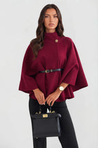 Andrea | Women's Oversized Wool Winter Coat, Cape Sleeve Jacket | The Dress Cellar | Gray