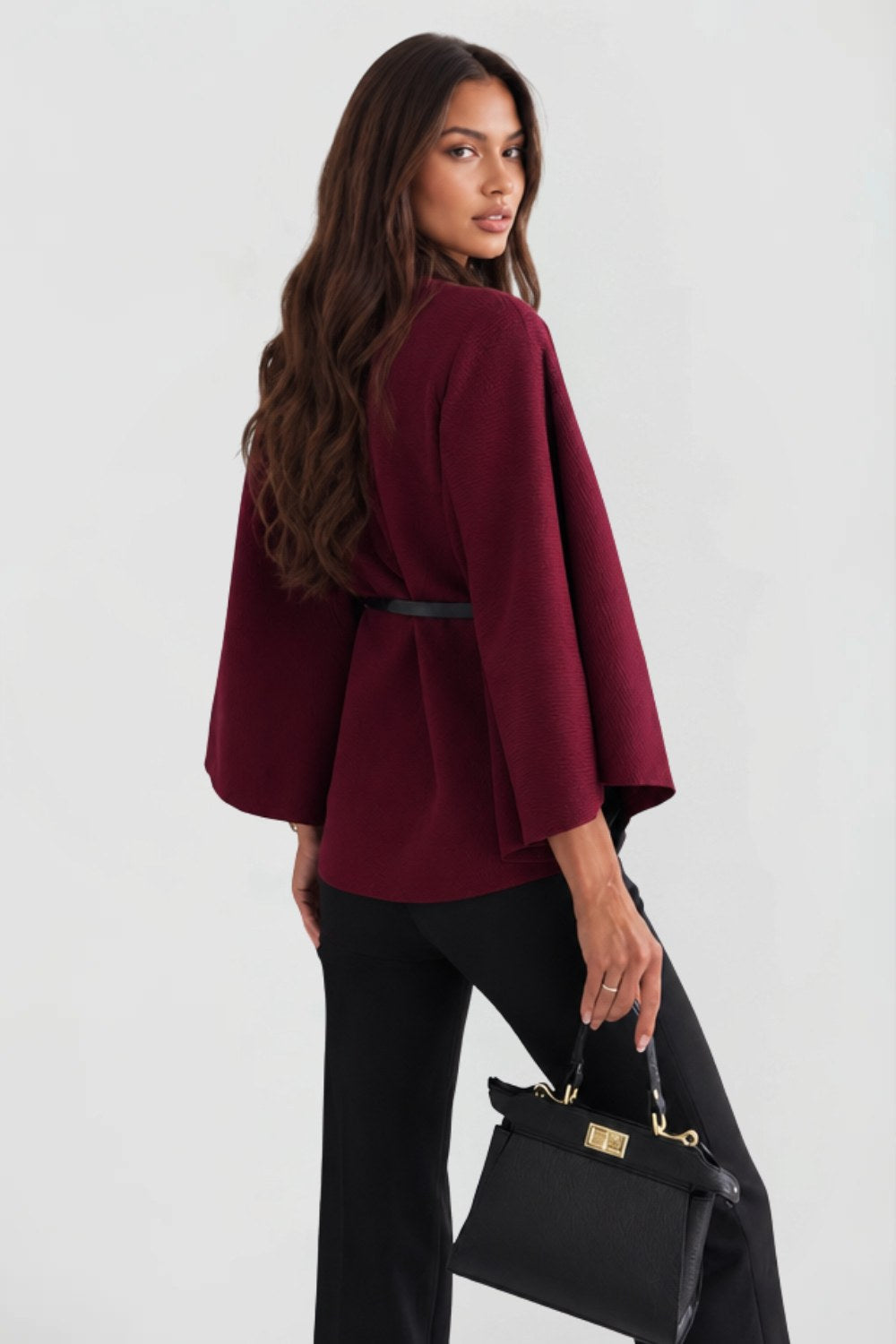Andrea | Women's Oversized Wool Winter Coat, Cape Sleeve Jacket | The Dress Cellar | Black