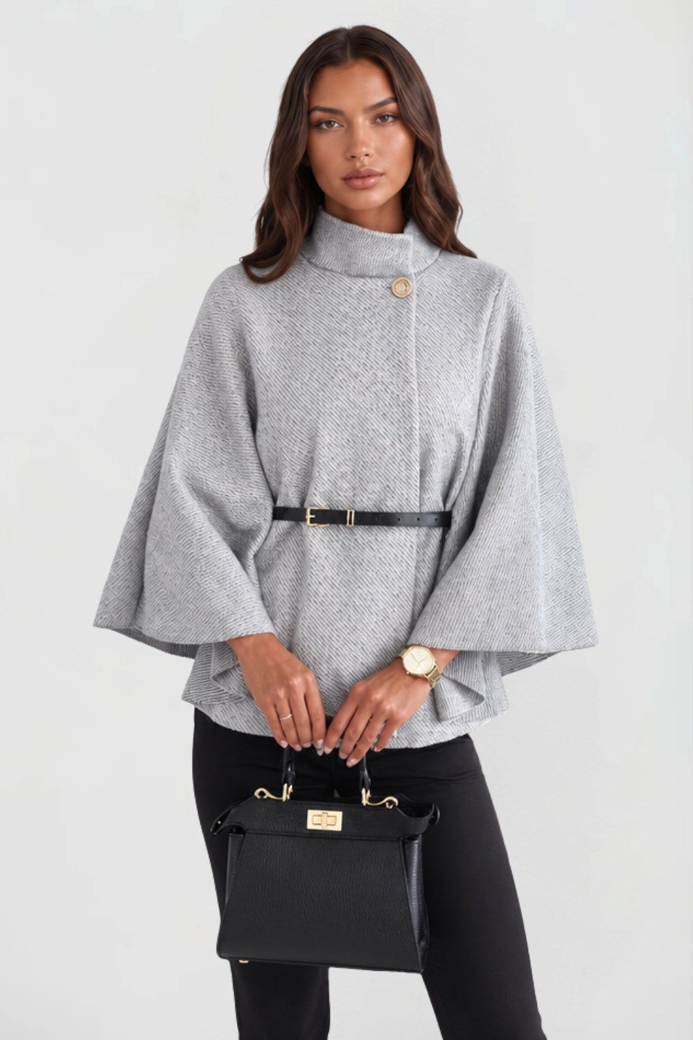 Andrea | Women's Oversized Wool Winter Coat, Cape Sleeve Jacket | The Dress Cellar | Creamy White