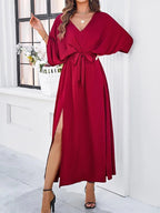 Katherine | Women's V-Neck Midi Dress, Flattering Occasion Dress | The Dress Cellar