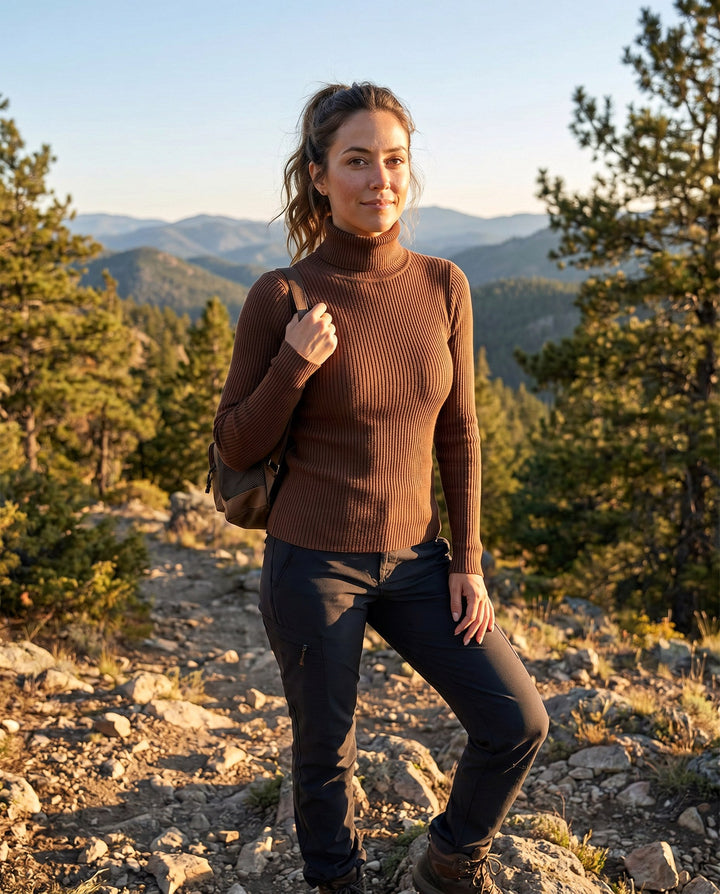 Madeleine | Women's Ribbed Turtleneck Jumper, Textured Knit Sweater | The Dress Cellar