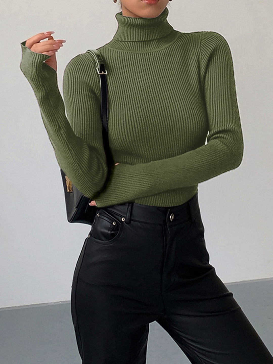 Madeleine | Women's Ribbed Turtleneck Jumper, Textured Knit Sweater | The Dress Cellar