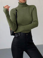 Madeleine | Women's Ribbed Turtleneck Jumper, Textured Knit Sweater | The Dress Cellar