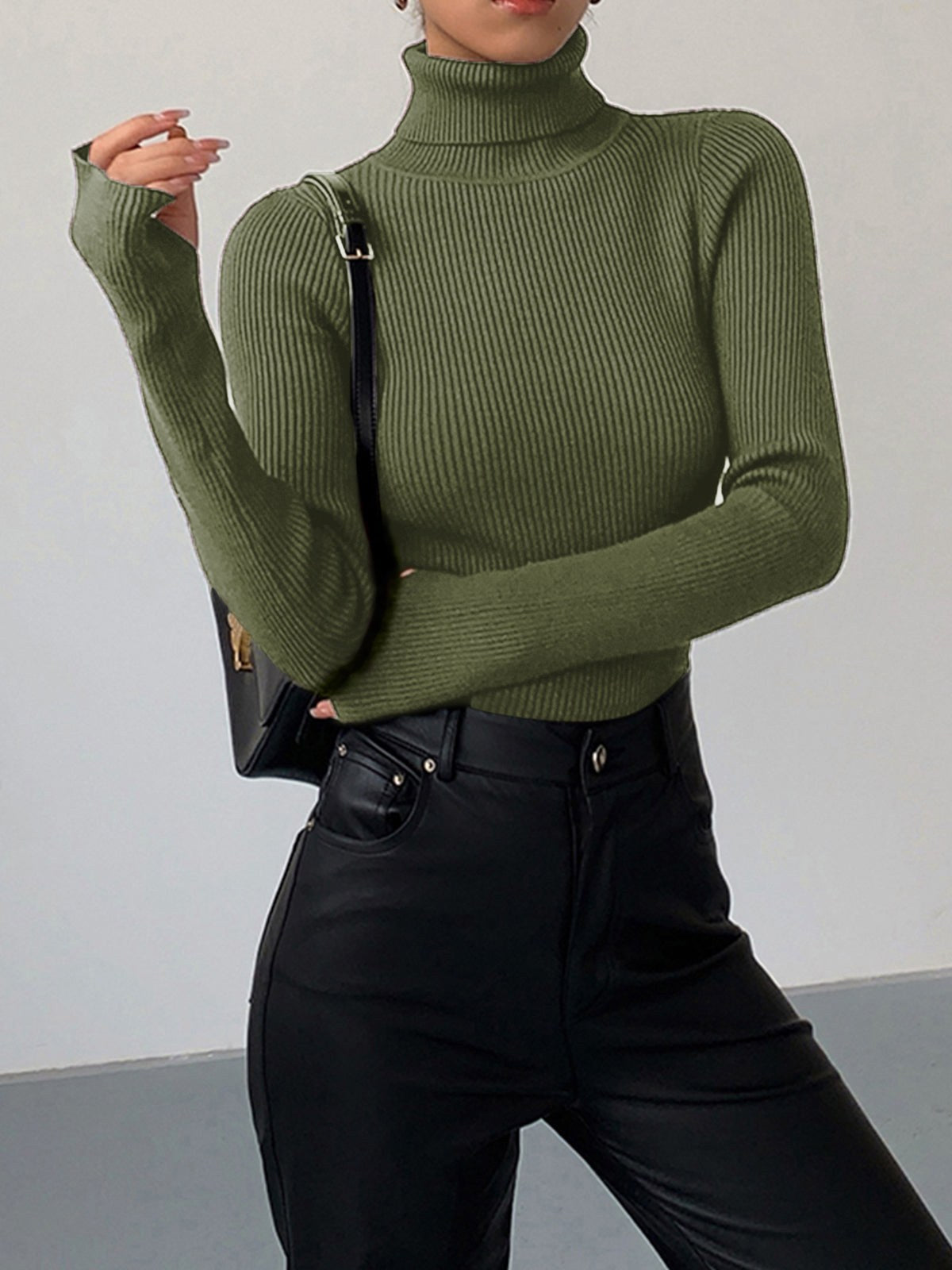 Madeleine | Women's Ribbed Turtleneck Jumper, Textured Knit Sweater | The Dress Cellar