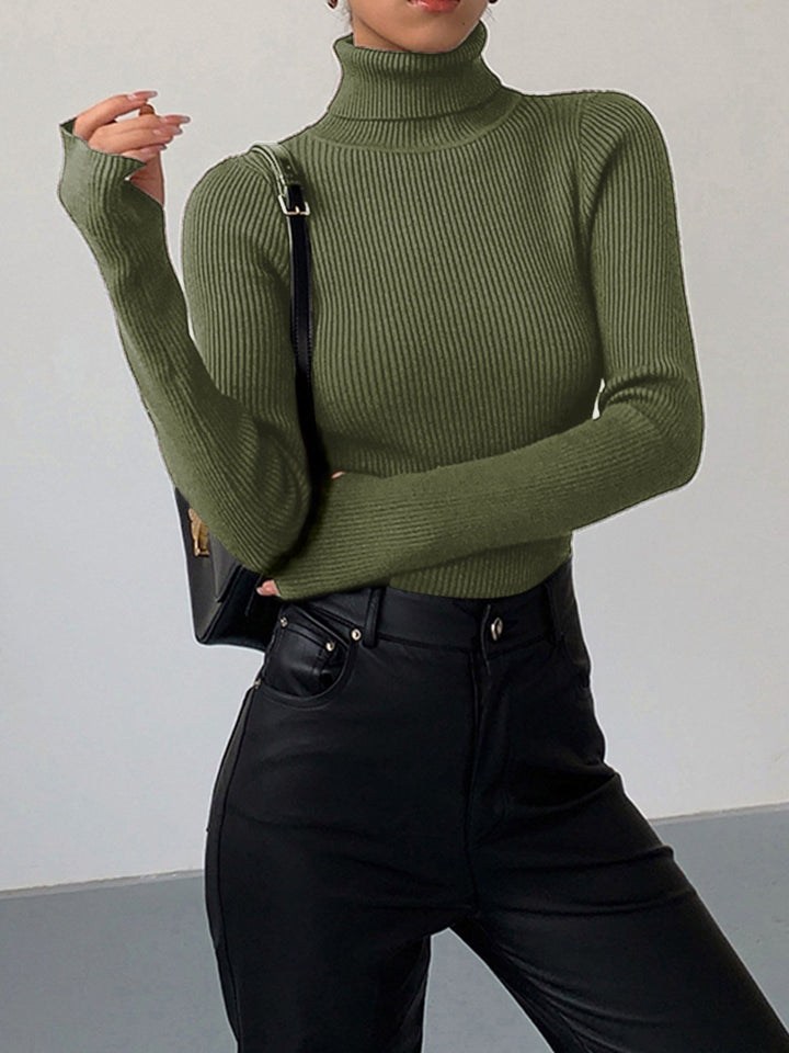 Madeleine | Women's Ribbed Turtleneck Jumper, Textured Knit Sweater | The Dress Cellar