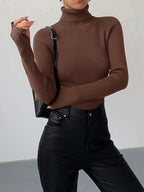Madeleine | Women's Ribbed Turtleneck Jumper, Textured Knit Sweater | The Dress Cellar