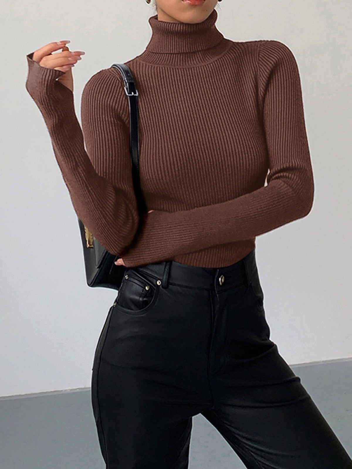 Madeleine | Women's Ribbed Turtleneck Jumper, Textured Knit Sweater | The Dress Cellar