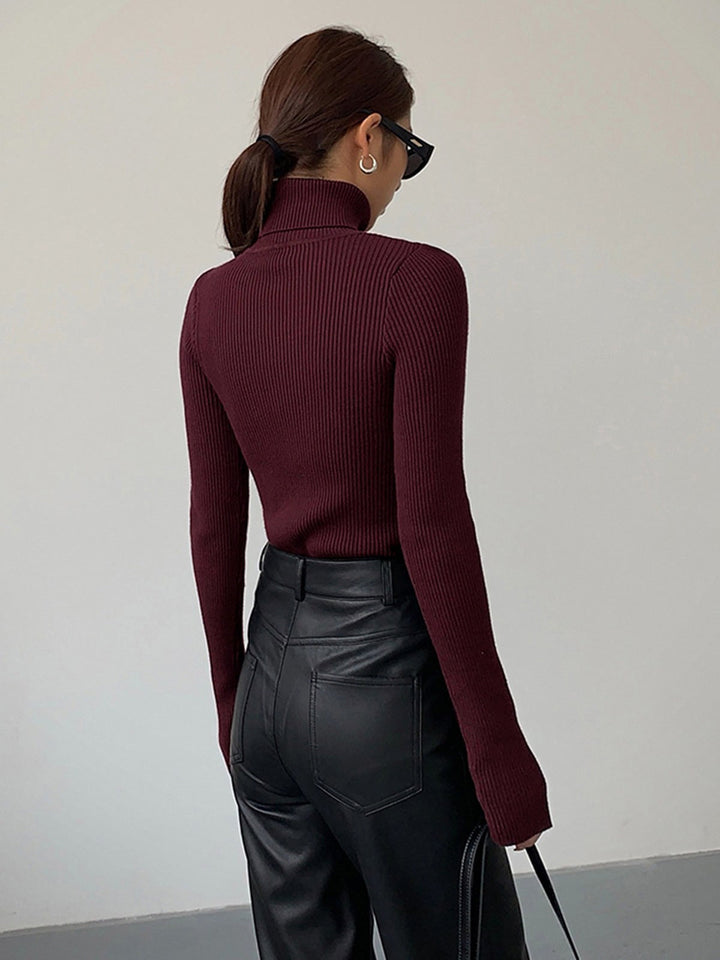 Madeleine | Women's Ribbed Turtleneck Jumper, Textured Knit Sweater | The Dress Cellar