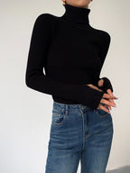 Madeleine | Women's Ribbed Turtleneck Jumper, Textured Knit Sweater | The Dress Cellar