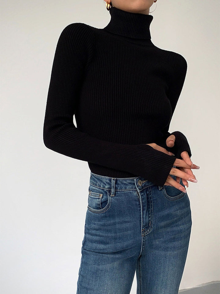 Madeleine | Women's Ribbed Turtleneck Jumper, Textured Knit Sweater | The Dress Cellar