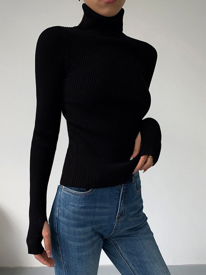 Madeleine | Women's Ribbed Turtleneck Jumper, Textured Knit Sweater | The Dress Cellar