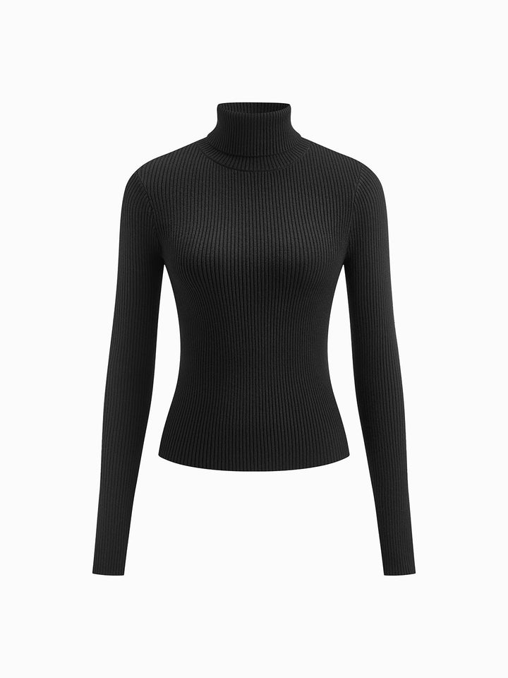 Madeleine | Women's Ribbed Turtleneck Jumper, Textured Knit Sweater | The Dress Cellar