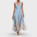 Madeline | Women's Elegant Midi Dress - Light Blue