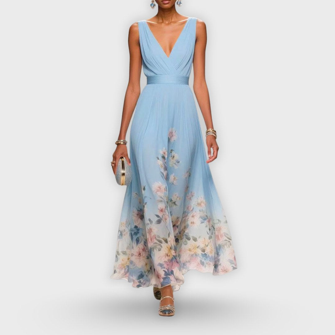 Madeline | Women's Elegant Midi Dress - Light Blue
