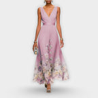 Madeline | Women's Elegant Midi Dress - Pink
