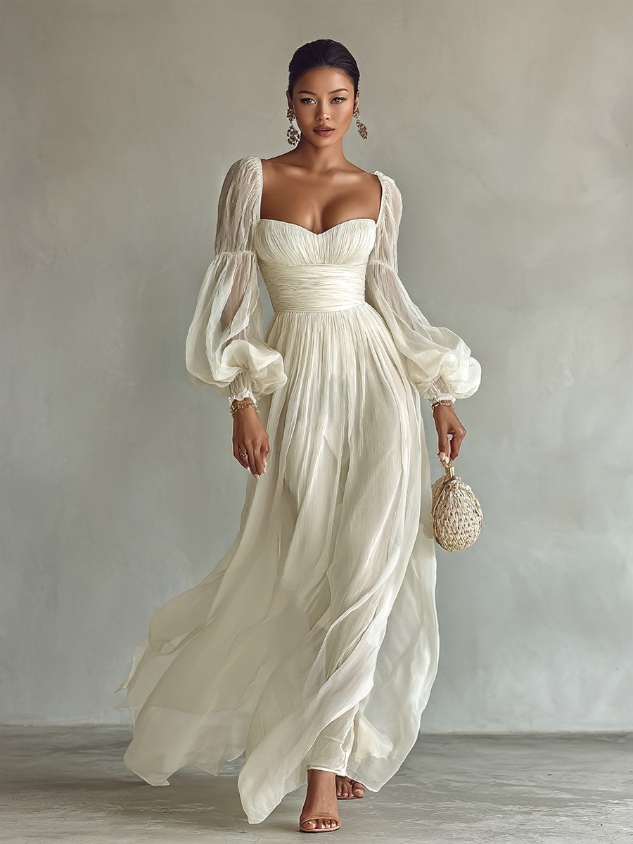 Madison | Women's Chiffon Square Neck Long Sleeve Maxi Dress - image 4