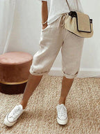 Madison | Women's Cotton Relaxed-Fit Pants - Beige