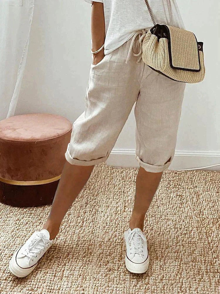 Madison | Women's Cotton Relaxed-Fit Pants - Beige