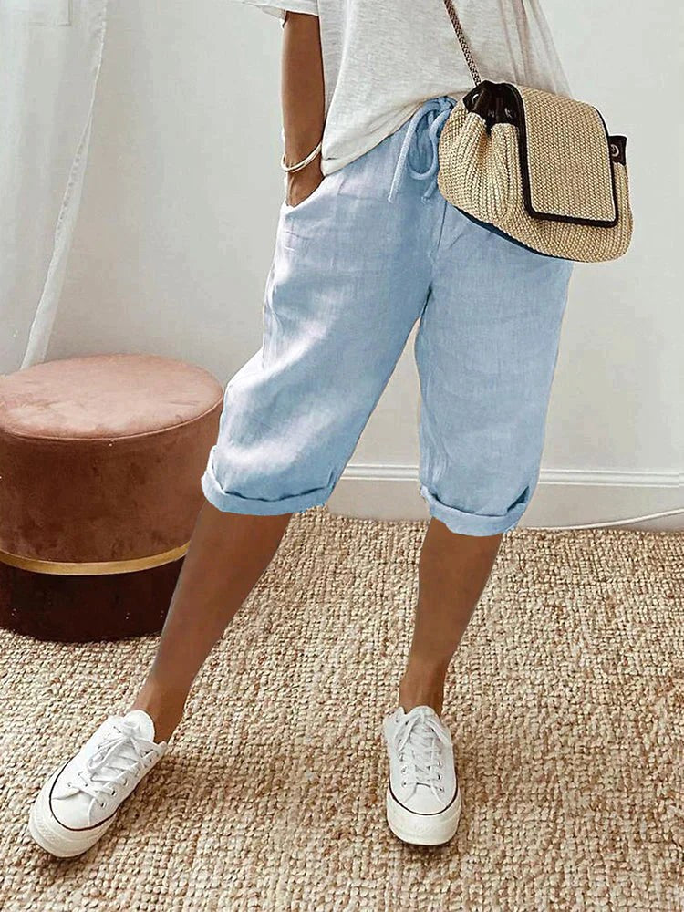 Madison | Women's Cotton Relaxed-Fit Pants - Blue
