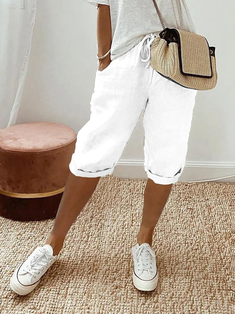 Madison | Women's Cotton Relaxed-Fit Pants - White