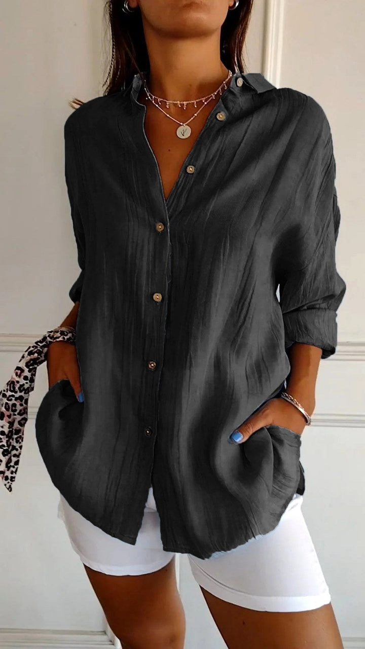 Madison | Women's Linen Button-Down Shirt - White