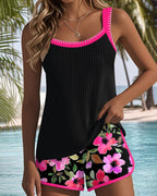 Madison | Women's Tummy Control Tankini Two-Piece Set - Cyan