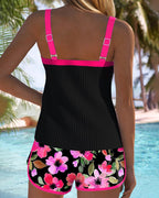 Madison | Women's Tummy Control Tankini Two-Piece Set - Blue