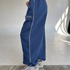 Maelle | Women's Baggy-Fit Sweatpants with Side Stripe, Wide-Leg Lounge Trousers | The Dress Cellar | Pink