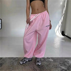 Maelle | Women's Baggy-Fit Sweatpants with Side Stripe, Wide-Leg Lounge Trousers | The Dress Cellar | Grey