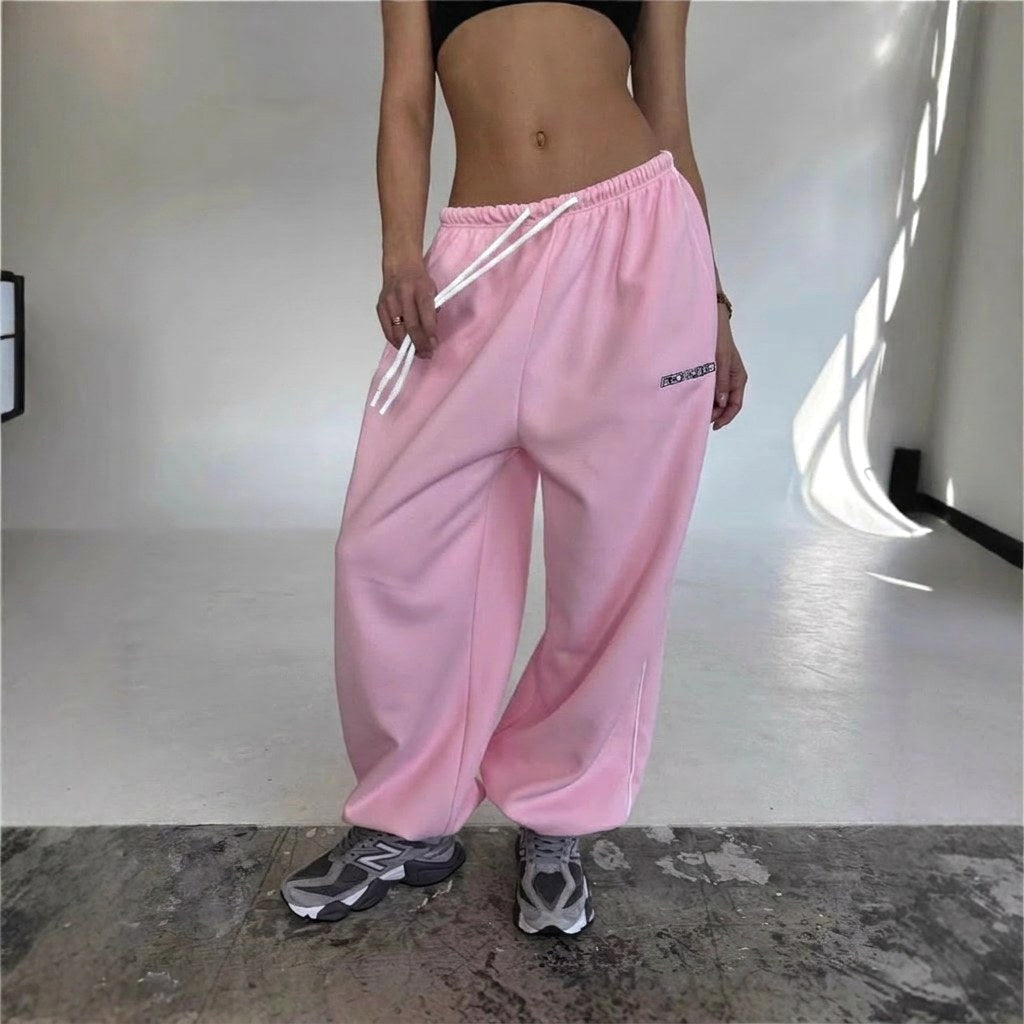 Maelle | Women's Baggy-Fit Sweatpants with Side Stripe, Wide-Leg Lounge Trousers | The Dress Cellar | Grey