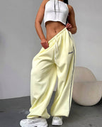 Maelle | Women's Baggy-Fit Sweatpants with Side Stripe, Wide-Leg Lounge Trousers | The Dress Cellar
