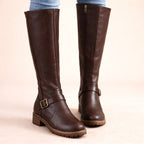 Maisie | Women's Knee-High Leather Boots, Side-Zip Block Heel Riding Boots | The Dress Cellar